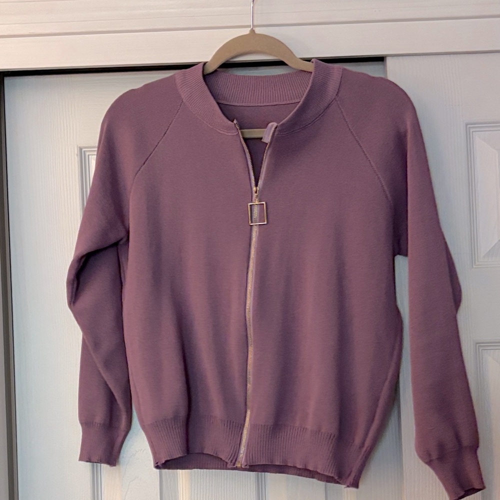 Mia Belle Purple knit full Zip-Up cardigan!!